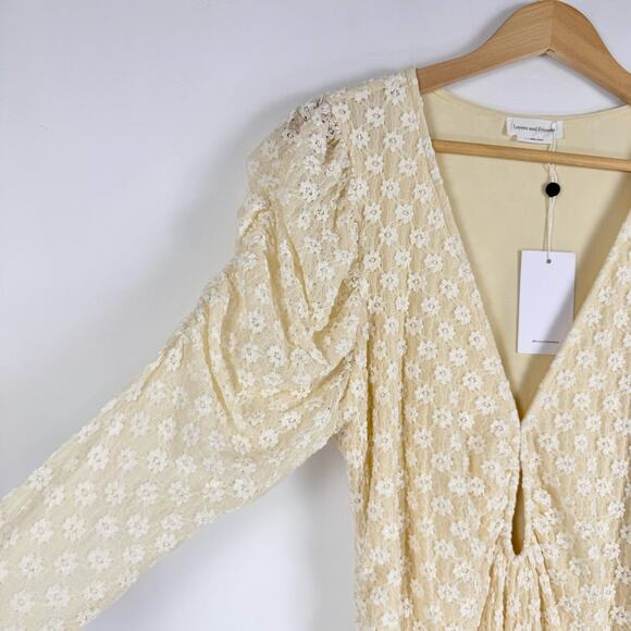 Revolve Lovers and Friends Womens Zoey Lace Midi Dress Large Ivory Cream - Picture 6 of 16